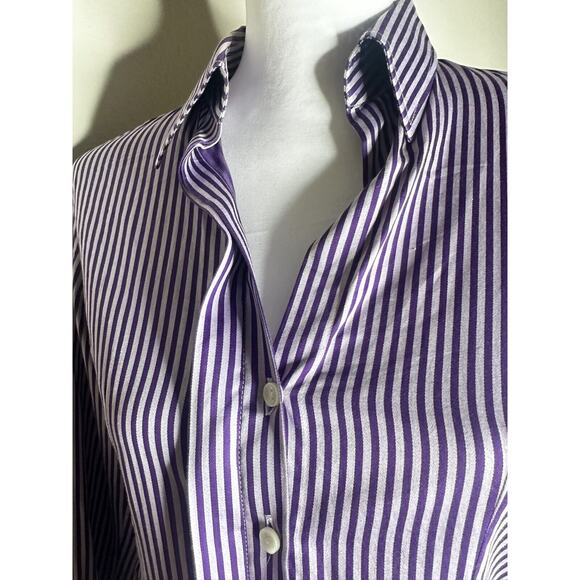 Charles Tyrwhitt Woman Jermyn Street US Size 6 Purple Striped Button Down Shirt - Picture 7 of 13